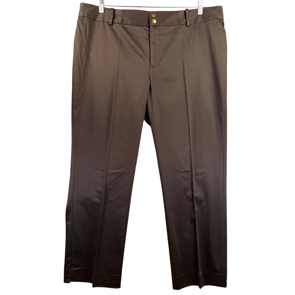 Lauren Ralph Lauren Brown Straight Leg Dress Pants Womens 18W Cotton Blend